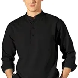 moonxs Men’s Cotton Chinese Collar Short Kurta – Stylish Solid Casual Wear-picture-49