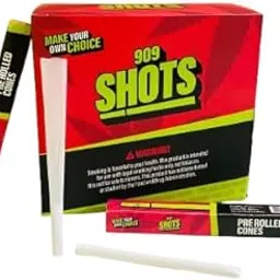 909 Shots Pre-rolled Cone Box, Double Shots Pre rolled 54 pieces cones Natural King Size 13 gsm Paper Roll (Set of 54pcs White) Pack of 2 Box-picture-19