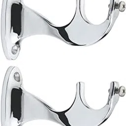 Stylish Stainless Steel Chrome Finish Curtain Support for Bracket Parda Holder Window Rod Support Fittings (Pack of 2, Silver)-picture-51