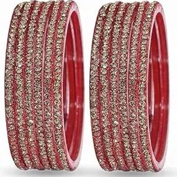 Crown Glass Zircon Gemstone Studded Glossy Bangle Set for Women and Girls-picture-21