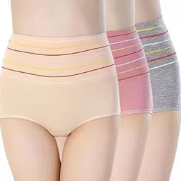 Women's Cotton Blend Bikini (Panty (P3)-Gold-Pink-Grey_L)-image-50