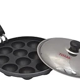 Tosaa Aluminium Non-Stick 12 Cavity Appam Patra with Lid (Black, 21 cm)-picture-67