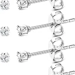 orazio 6 Pairs Tiny 2mm Stainless Steel Stud Earrings For Mens Womens CZ Round Ball Earrings Set-picture-36