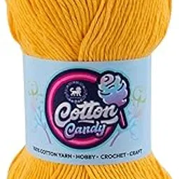 NESTNHAVEN Cotton Candy 100% Cotton Yarn - (100g, 185 Meters) - Luxury Yarn for Crochet, Amigurumi, Embroidery, Toys, Garments, Flowers and Hobby, Projects. (Sunset Yellow)-picture-10