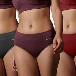 Women Mid-Waist Hipster Cotton Lycra Panties | Sweat Proof, Anti-Microbial Layer, Soft Stretch Underwear | Comfortable Everyday Innerwear (Pack of 3) (JENSY)-image-55
