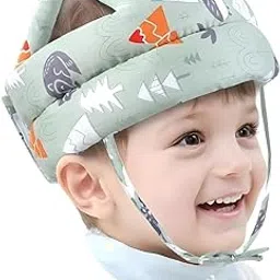 Kidvyanshi Baby Safety Head Protection Cap for 0-6 Months, Padded Protective Helmet with Adjustable Straps, Multiple Patterns (Green)-picture-29