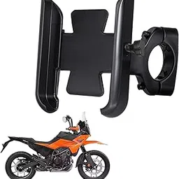 WHIPONE CNC Metal Bike Mobile Holder Compatible for KTM 390 Adventure X, 360° Rotation Phone Mount Cradle for Bicycle & Motorcycle, Handlebar for All Smartphones, Anti-Slip, Full Grip (Black) image 1
