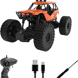 ELECTROBOTIC Remote Control Mud Master 4.0 | Rechargeable Off-Road RC Car with 4-Wheel Drive, C-Type USB Charging & Durable Build | High-Speed Stunt Car for Kids & Adults | Orange Off-Roader Toy-image-86