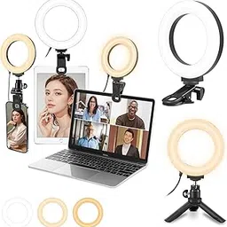 Video Conference Lighting Kit, Ring Light Clip on Laptop Monitor with 3 Dimmable Color & 10 Brightness Level for Webcam Lighting/Zoom Lighting/Remote Working-picture-24