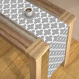 AEROHAVEN™ Moroccan Designer HD Digital Modern 6 Seater Table Runner Cloth Cover - TR19 - (Grey, 13 x 72 Inch)-picture-21
