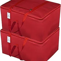 Kuber Industries 2 Pieces Rexine Jumbo Attachi Travel Handbag - Storage Carrying Bag, Blanket Cover, Duffle, Multi-Purpose (Red) CTKTC134720-picture-20