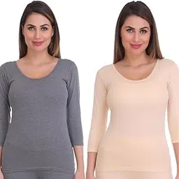 selfcare Womens Solid Polycotton Round Neck 3/4 Sleeve Innerwear Thermal Vest-picture-51