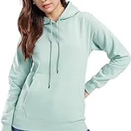 riss Women Solid Fleece Hoodie – Full Sleeve Pullover-RISSWSWT90-Aqua-picture-51
