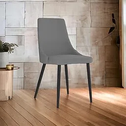 Finch Fox® Taskpro Modern Unique Velvet Upholstered Seating Living Room Dining Chair with Black Metal Legs in Dark Grey Color-picture-23
