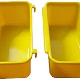 Bird Cage Plastic Food Feeder Bowl/Rectangle Cups (Food & Water Feeder) (Set of 2, 500ml, Yellow Colour)-picture-12