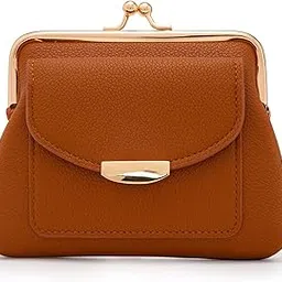 lavogel Coin Purse With Credit Card Slot, Kiss Lock Coin Purse for Women, Large Capacity Coin Pouch, Change Purse Cute Car Coin Holder for Women, 2-brown image 1