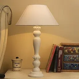 Homesake ® Eureka Polka White Wood Table Lamp with White Shade.-picture-62