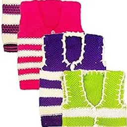 kifayati bazar Front Open Half Sleeves Sweater/Inner/Bandi/Wollen Vest for New Born Babies/Infants (Striped, 12-18 Months)-picture-23