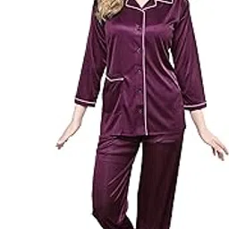tigywigy Women's Satin Plain/Solid Top and Pyjama Set Pack of 1-picture-12