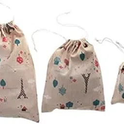 ZOOMELLA Drawstring Pouch Travel Buggy Bag Cloth Tea StoraOrganizer-Eiffel Tower M|StoraBags| StoraBags image 1