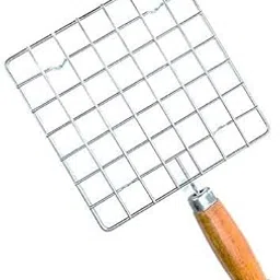 Stainless Steel Papad Maker: Kitchen Finds Bati Maker Oven on Gas with Roaster Wire, Gas Stove Grill, Roasting Grill Net Pan & Round Wire Rack for Efficient Cooking (Square Wooden, Large)-picture-29