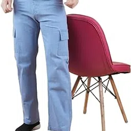 comfits Men's Regular Fit Cargo Jeans, Sky Blue Denim, Baggy Style with Side Pockets-picture-23