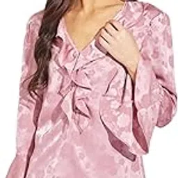 Latin Quarters Women Pink V-Neck Full Sleeves Printed Regular Top-image-13