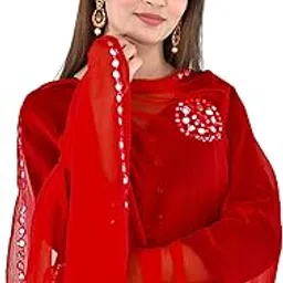 whiteheaven Plastic Round Mirror Work Embroidered Chiffon Dupatta for Women & Girls-picture-66
