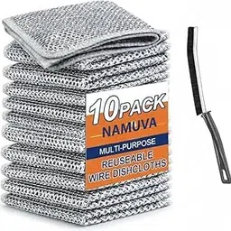 Non Scratch Wire Dish Cloth Steel Scrubber for Multipurpose Wet and Dry Cleaning, Stainless-Steel Dish Wash Scrubber for Washing Dishes, Sinks, Counters with Gap clening Brush-picture-39