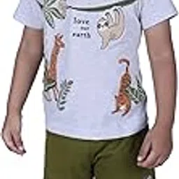 Baby Boys Classic Fit Cotton Blended T-Shirt and Short Set | White/Green | 4-5 Years | KIDS13127-image-96