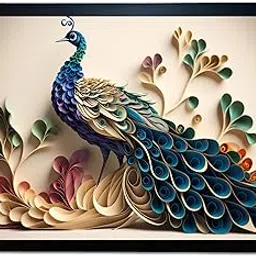 redbakers.in Peacock Wall Art Print, Framed Paintings, Living Room Decor Vastu || Stylish Picture Frame for Home & Office Decoration|| Best Gift Size 10 x 14 Inch (Modern, MILLIE, 10 X 14 Inch)-image-100