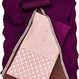 manvaa Women'S Baby Pink Unstitched Stylish Embroidered Neck And Border Work With Designer Weaving Work And Fancy Dupatta Banarasi Jacquard Dress Material (SKTVN29024A)-picture-30