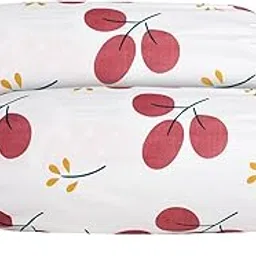 Kuber Industries Bolster Cover | Cotton Masand Pillow Cover | Diwan Round Bolster Pillow Covers | Bolster Cushion Pillow Cover Set | Roll Masand Cover | Red Cherry | Pack of 2 | White-picture-31