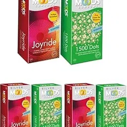 MOODS Silver LuvStock Joyride-Dotted,Ribbed & Flared And 1500 Dots Scented Condom (Set of 6, 72 Sheets)-picture-33