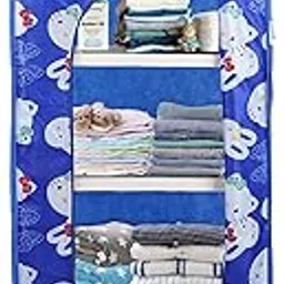 OYO BABY Kids Wardrobe for Storage 5 Shelves | Heavy Duty Plastic Almirah for Baby Clothes, Toys & Books Rack | Compact Storage Organizer for Nursery/Bedroom [Cartoon Printed - Blue]-image-13