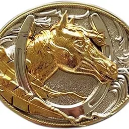 jean's friend Two-Tone Silver Gold Plated Horse HorseShoe Belt Buckle also Stock in US, Antique Silver, One Size-picture-17