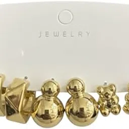 Gold Plated Geometric Ear Crawler Earrings Modern Statement Earrins Set Mixed Shapes Design-picture-18