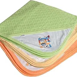 Cotton Hooded Wrapper - Baby Towel for New Born | Big Size 75cm x 75cm | Soft, Safe & Skin-Friendly | Perfect for Newborns 0-12 Months | Lightweight & Travel Friendly, Pack Of 3 (Green Yellow Peach)-picture-51
