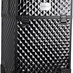 SHAMAX Professional Hardside Luggage Suitcase with Wheels, Jumbo Multi Function Artist Rolling Trolley Makeup Box Beauty Train Case Cosmetic Organizer Makeup Cosmetic Vanity Trolley (3599 Black) image 1
