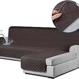 TAOCOCO Waterproof L Shaped Couch Cover Sectional Sofa Cover, 1 Piece Reversible Pet Couch Cover with Chaise Lounge for Sectional Sofa L Shape with Straps for Kids Pets(X-Large, Chocolate)-picture-30
