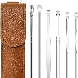 Caelavora Reusable Ear Wax Removal Cleaning Tool with Leather Pouch Ear Pick Wax Remover Ear Curette Cleaner and Spring Ear Cleaner Kit for Men and Women-picture-46