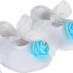 rsmart Ribbon Closure White Booties with Rose Flowers for Baby Girl & Boy-picture-39