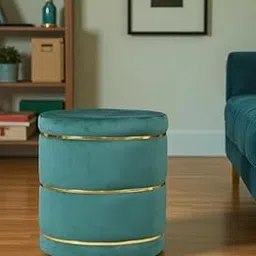 ShadowKart Puffy Round Footstool, Ottoman Stool for Living Room Furniture Round Ottoman, Sitting Pouffe Ottoman Stool/Room Dcor/Office Stool, 16x16x18 Inch (Green)-picture-30