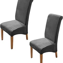 HOKIPO Velvet Long Back Chair Covers Set of 2, Dark Grey (AR-4760-DGRY*2)-picture-23