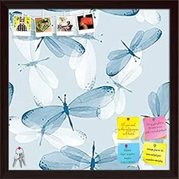 ArtzFolio Butterflies D2 | Bulletin Board Notice Pin Board | Vision Soft Board Combo with Thumb Push Pins & Sticky Notes | Dark Brown Frame | 12 x 12 inch (30 x 30 cms)-picture-18