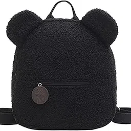 Fleece Backpack Casual Women Casual College Shoulder Bag Rucksack Black|Clothing, Shoes & Accessories | Womens Handbags & Bags-image-2