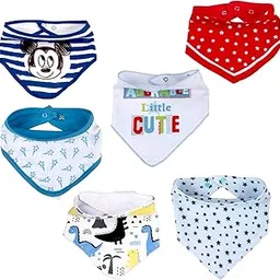 Waterproof Baby Dribble Bibs | Spill-Resistant, Soft & Absorbent Fast-Dry Cotton, Durable, Lightweight, Washable & Reusable Meal Time Bibs | Set of 6 Little Explorer (Boys Edition)-image-0