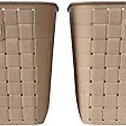 Set of 2 Giant Open Checkered Storage Baskets Light Brown Colour Size 35 cm x 30 cm x 22 cm Capacity 23 litres(Plastic)-picture-20