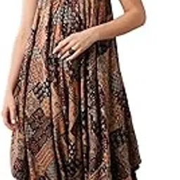 globus Women V-Neck Strappy Sleeves Gold Foil Bandhana Ethnic Print Harem Style Fusion Jumpsuit-picture-12
