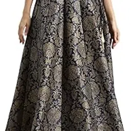 shae by sassafras Navy Jacquard Floral Anarkali Skirt-picture-12